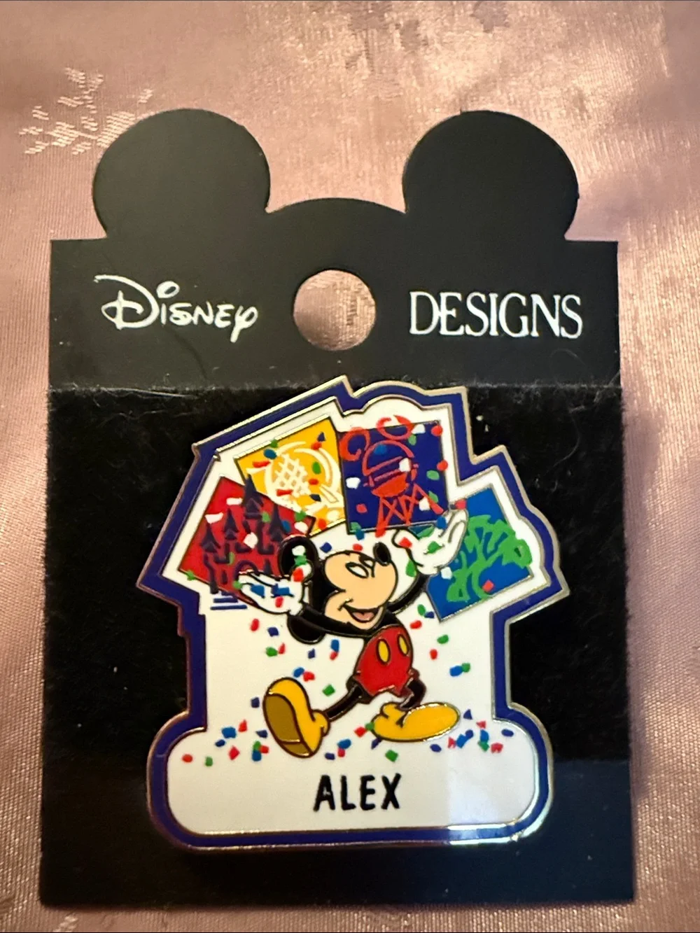 Disney Multicolor Mickey Mouse Personalized Celebration Pin - Alex